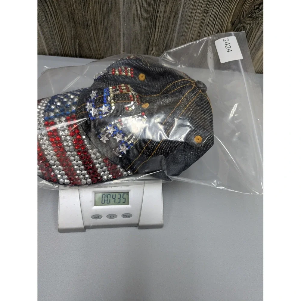 USA Hat Size 18 Adjustable America‎ Flag Patriotic Sequins Embellished
